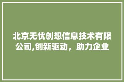 北京無(wú)憂創(chuàng)想信息技術(shù) 以創(chuàng)新為引擎，賦能企業(yè)數(shù)字化轉(zhuǎn)型